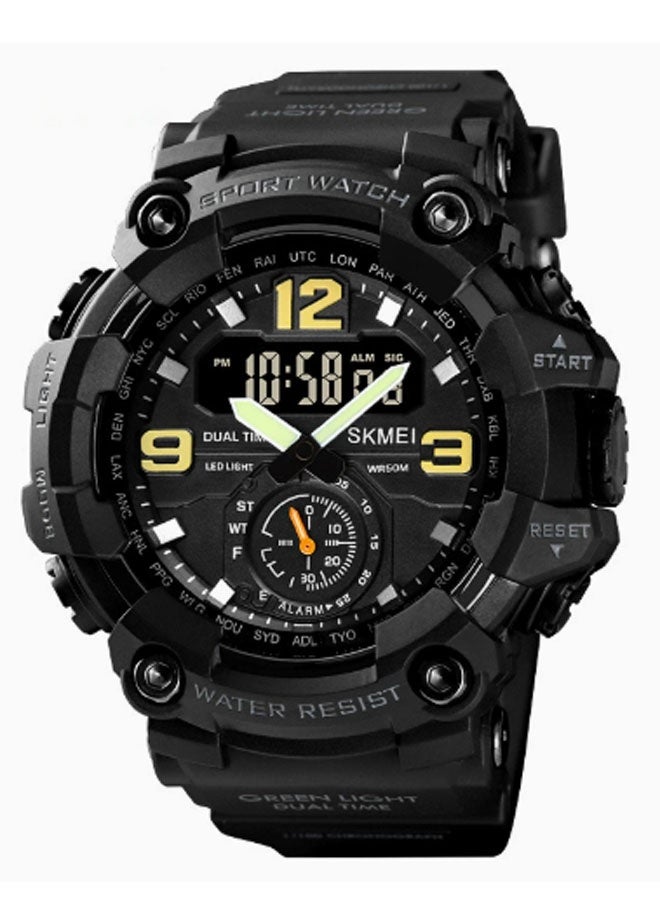 نيوترل ساعة SK-17 الرياضية المقاومة للماء للاستخدام في الهواء الطلق أنيقة وعصرية، تتميز بعرض ثلاثي للوقت، وحركة مزدوجة العيار مع مؤقت، ومنبه، وساعة توقيت، ووظائف إضاءة. مناسبة للرجال والطلاب (سوداء). - Image 1